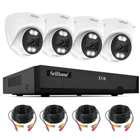 SriHome NVS008-AH030B CCTV Camera Kit | 1080P 4-Channel Indoor Analog Hemispheric XVR System | Back to School Offers